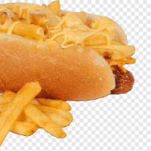 PÃO,  DUAS SALSICHAS,  MOLHO,  MILHO,  UVA PASSAS,  CENOURA,  BETERRABA,  BATATA FRITA,  QUEIJO PARMESÃO,  OVO DE CODORNA,  ORÉGANO.