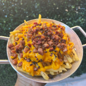 350g de batata frita + cheddar + bacon 