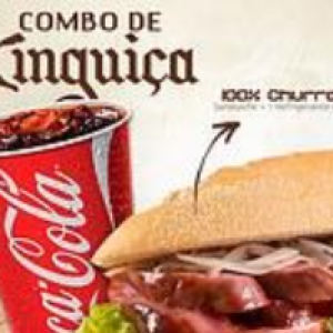 Sanduíche com linguiça Pão francês com creme de alho,  queijo linguiça assada na brasa e vinagrete e Refrigerante lata 350ml.

