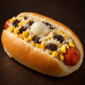 Todos os hot dogs vêm acompanhados de
batata palha, milho, passas, parmesão ralado e
ovo de codorna.
