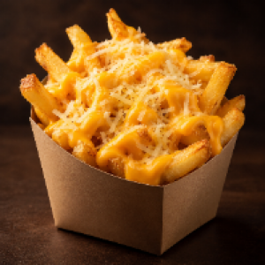 Batata pequena, coberta com cheddar ou requeijão e queijo ralado
