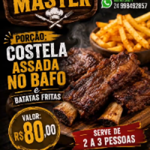 Costela com fritas,  serve de 3 a 4 pessoas.