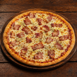 Molho,  mussarela,  bacon e orégano