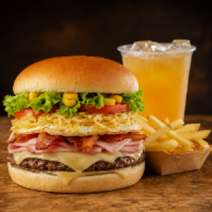X Tudo com 2 carnes de 56g + Batata Frita