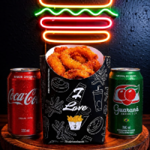 Combinado de anéis de cebola artesanal grande + coca cola lata ou guaraná antártica.
Foto real do produto!