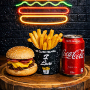 O combo calabresa é composto por,  um Calabresa Burger,  uma batata frita Bob's M e uma coca cola lata ou guaraná antártica lata.
Obs: Pode trocar o refrigerante por outro em lata,  Schwepess,  Sprite,  H2O,  Del Vale ou 2 Ativ Plus.
Foto real do produto.