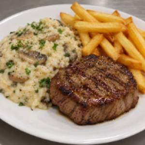 Arroz à piemontese e Fritas

