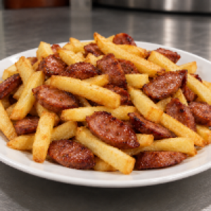 Batata frita com Calabresa fatiada
