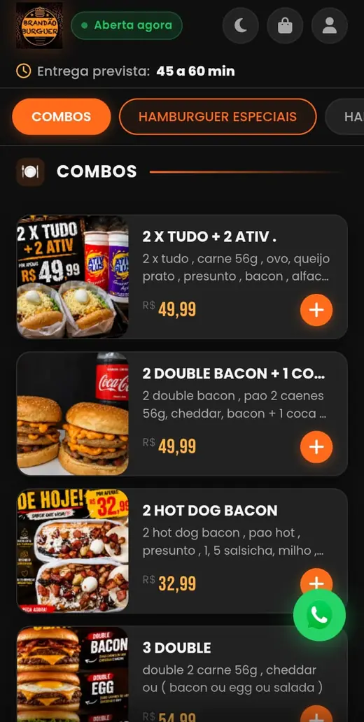 Cardápio Brandão Burguer